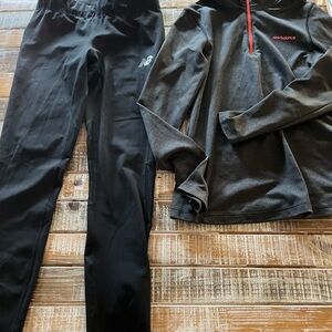 New Balance Black Leggings with Charcoal Gray Quarter-Zip Pullover